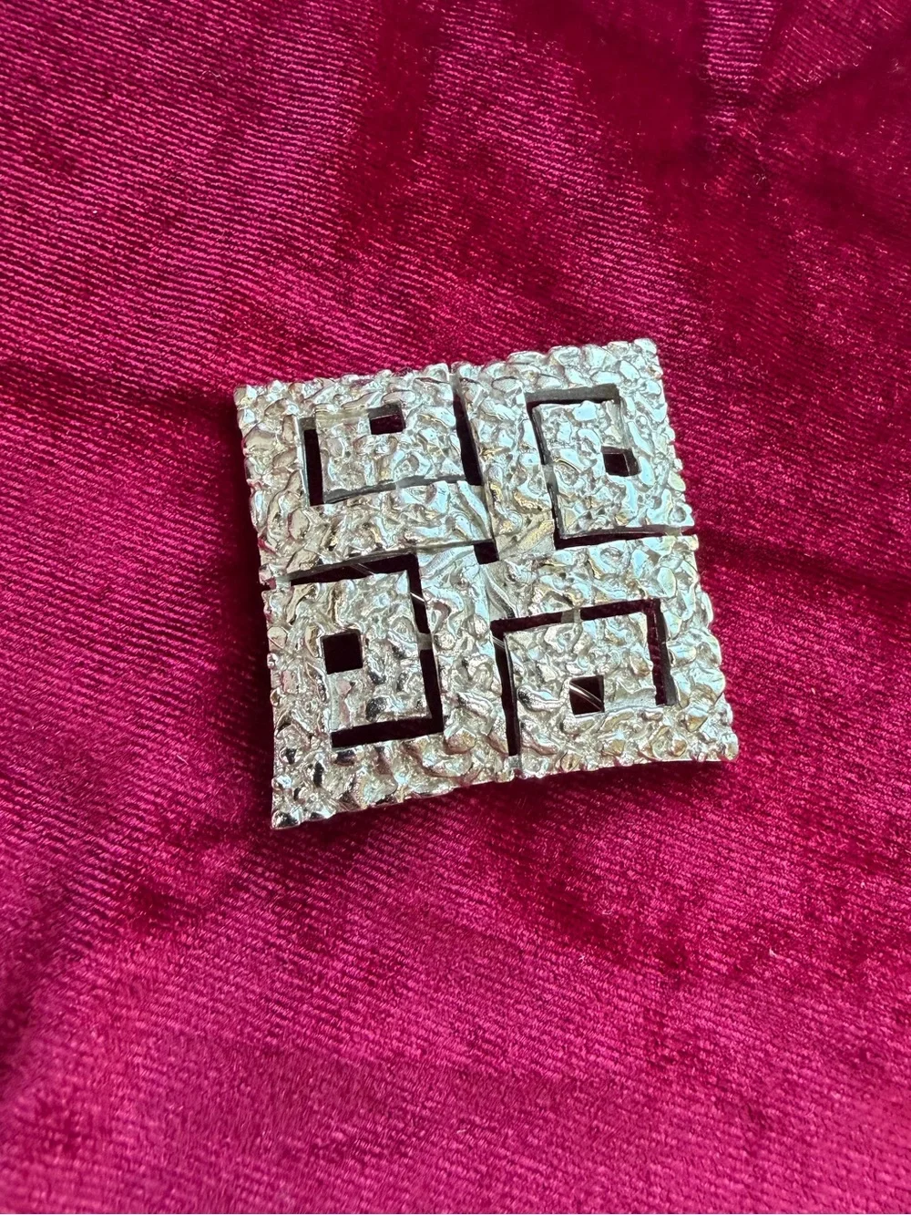 Vintage Trifari Geometric Textured Brooch